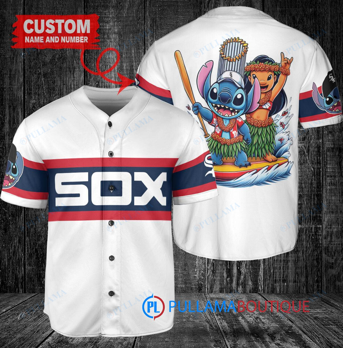 Chicago White Sox x Lilo & Stitch with Trophy Baseball Jersey White Stripe