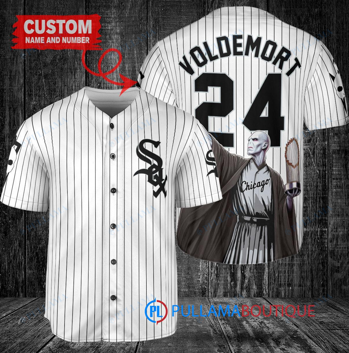Chicago White Sox x Lord Voldemort Harry Potter with Trophy Custom Baseball Jersey White
