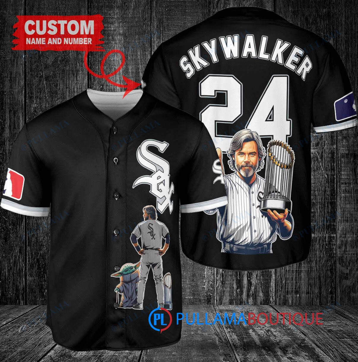 Chicago White Sox x Luke Skywalker Star Wars with Trophy Custom Baseball Jersey Black