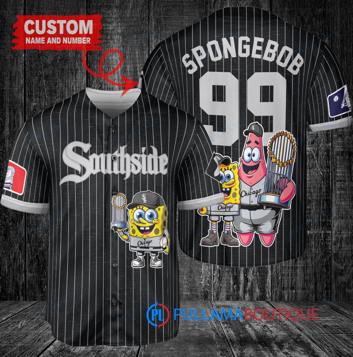 Chicago White Sox x SpongeBob SquarePants with Trophy Custom Baseball Jersey Black City Connect