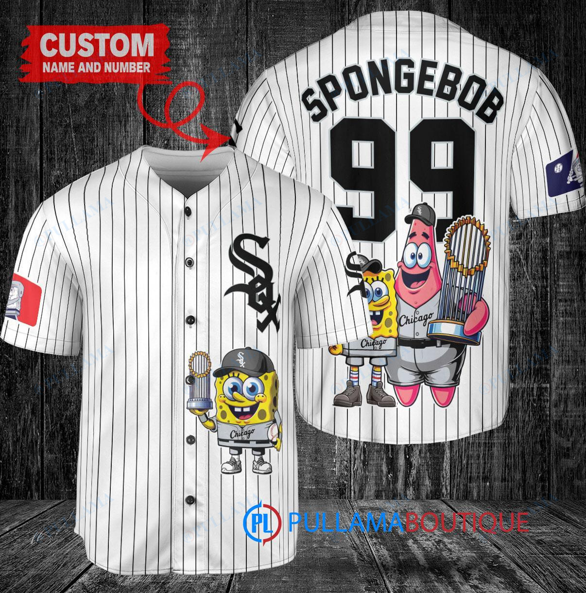 Chicago White Sox x SpongeBob SquarePants with Trophy Custom Baseball Jersey White