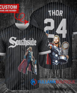 Chicago White Sox x Thor Marvel with Trophy Custom Baseball Jersey Black City Connect