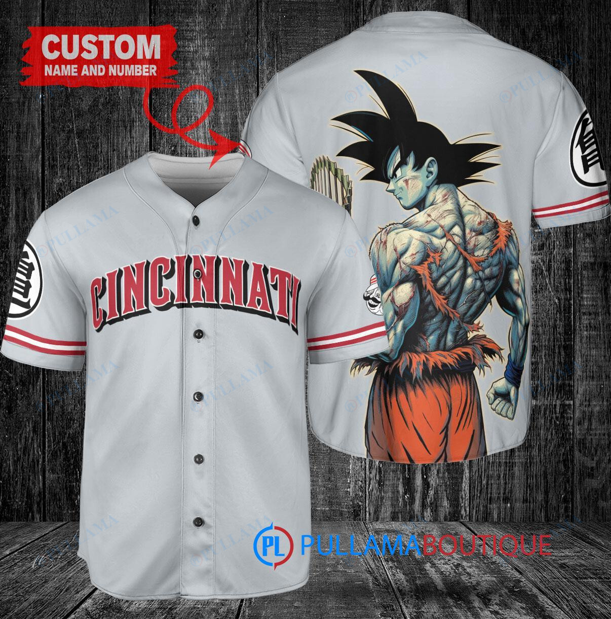 Cincinnati Reds x Son Goku Kakarot Super Saiyan Dragon Ball Z with Trophy Baseball Jersey Gray