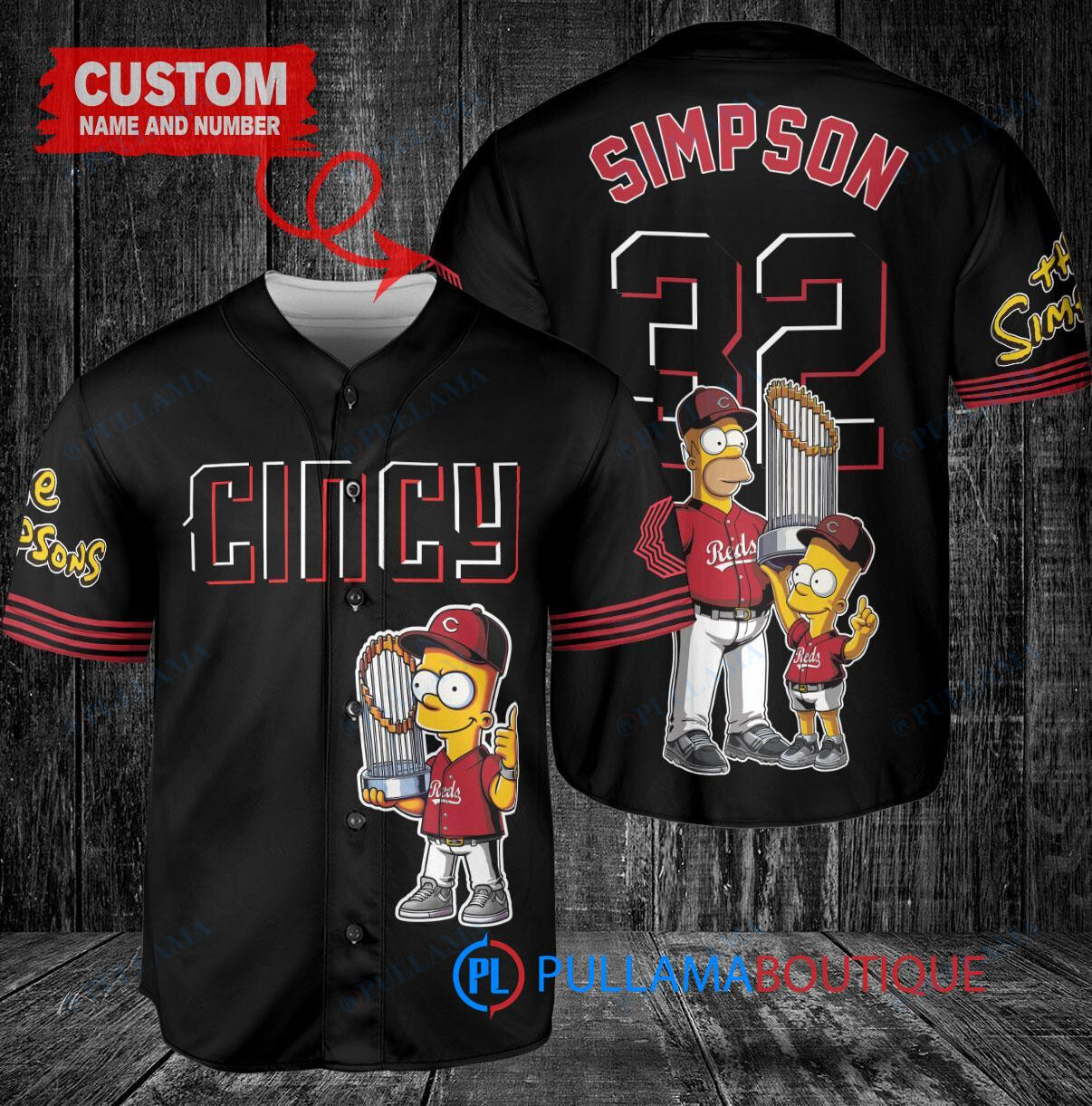 Cincinnati Reds x The Simpsons Baseball Jersey - Black 2023 City Connect