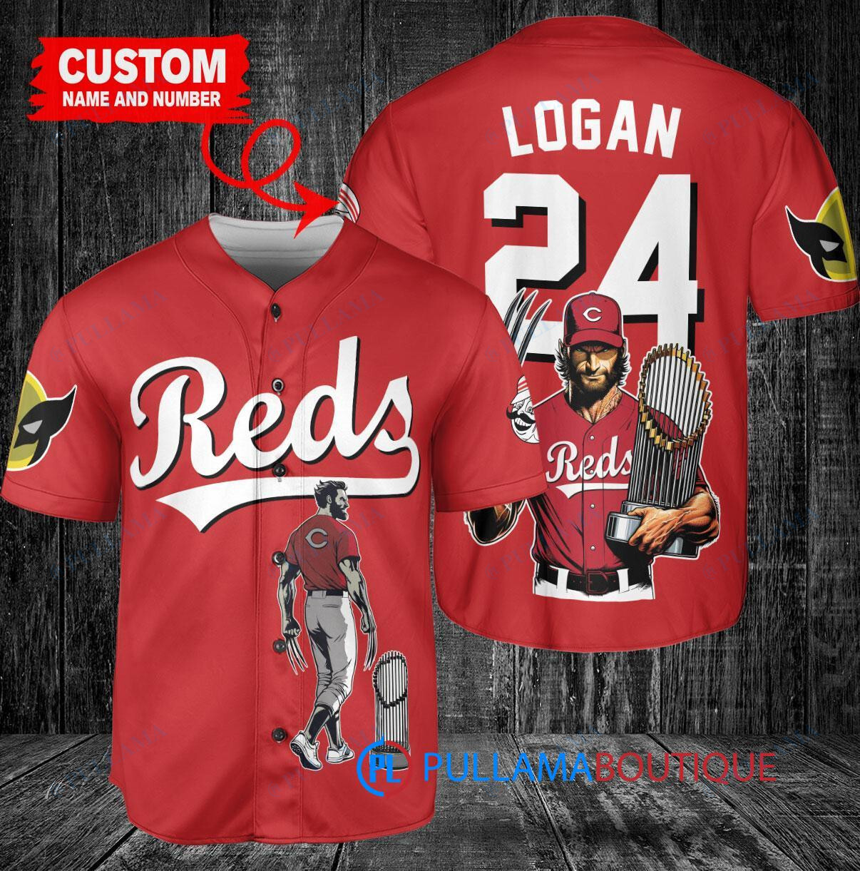 Cincinnati Reds x Wolverine Logan with Trophy Custom Baseball Jersey Red