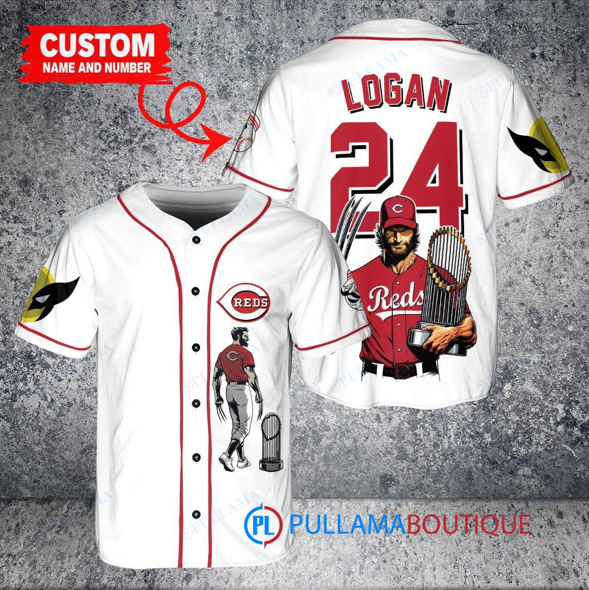 Cincinnati Reds x Wolverine Logan with Trophy Custom Baseball Jersey White