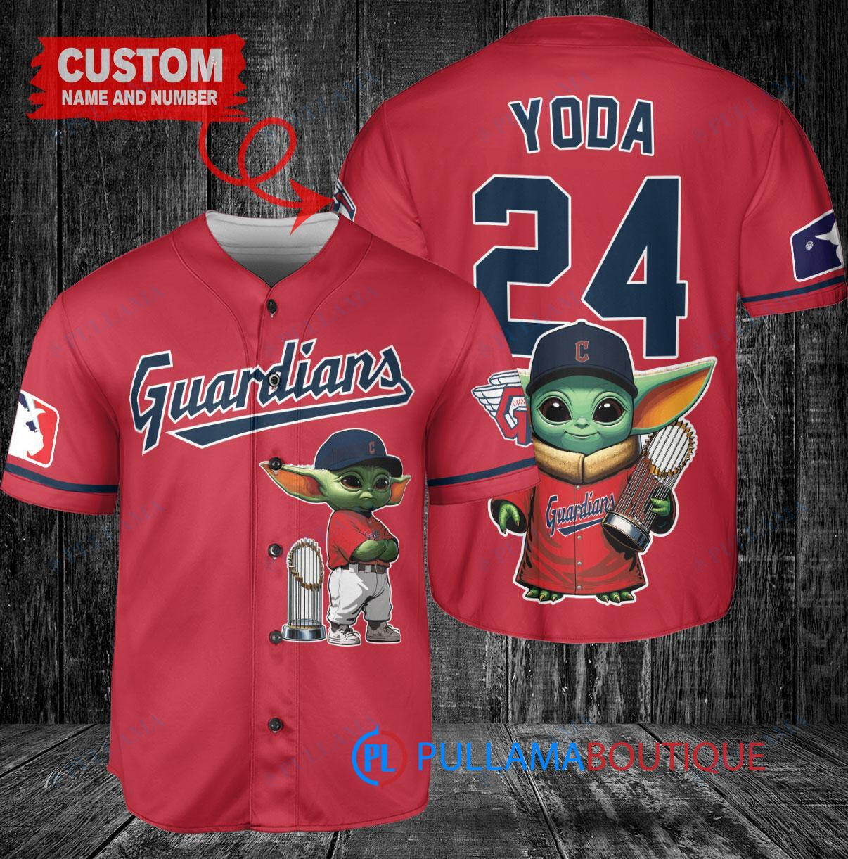 Cleveland Guardians Baby Yoda Star Wars Mandalorian Baseball Jersey - Red