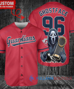 Cleveland Guardians Ghostface Scream Halloween World Series Trophy Baseball Jersey Red