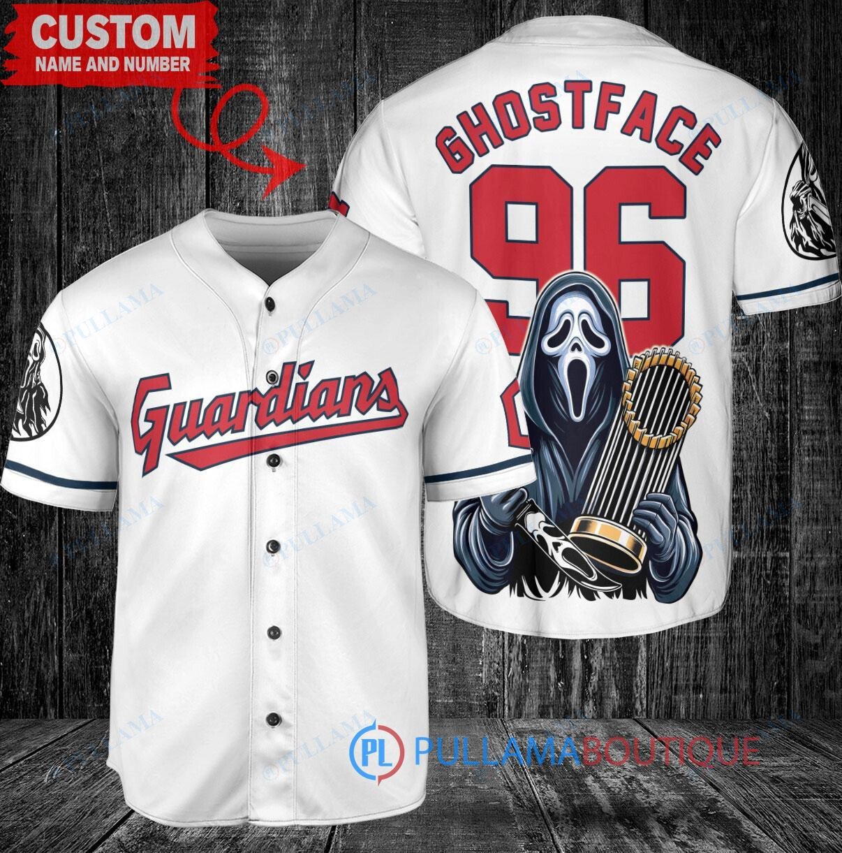 Cleveland Guardians Ghostface Scream World Series Baseball Jersey White