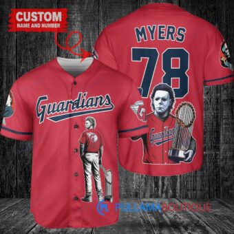 Cleveland Guardians x Halloween Michael Myers with Trophy Custom Baseball Jersey Red