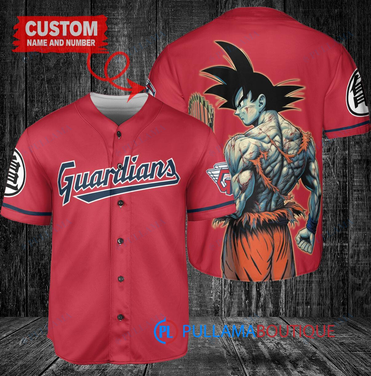 Cleveland Guardians x Son Goku Kakarot Super Saiyan Dragon Ball Z with Trophy Baseball Jersey Red