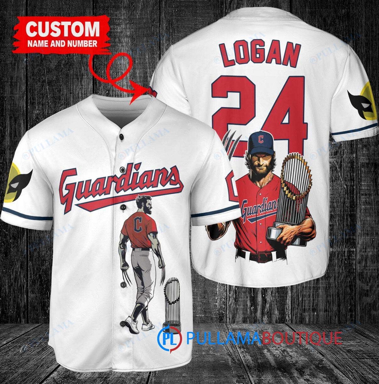 Cleveland Guardians x Wolverine Logan with Trophy Custom Baseball Jersey White
