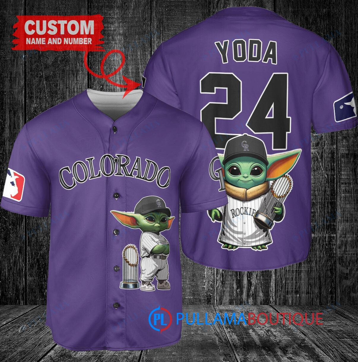 Colorado Rockies Baby Yoda Star Wars Mandalorian Baseball Jersey Purple
