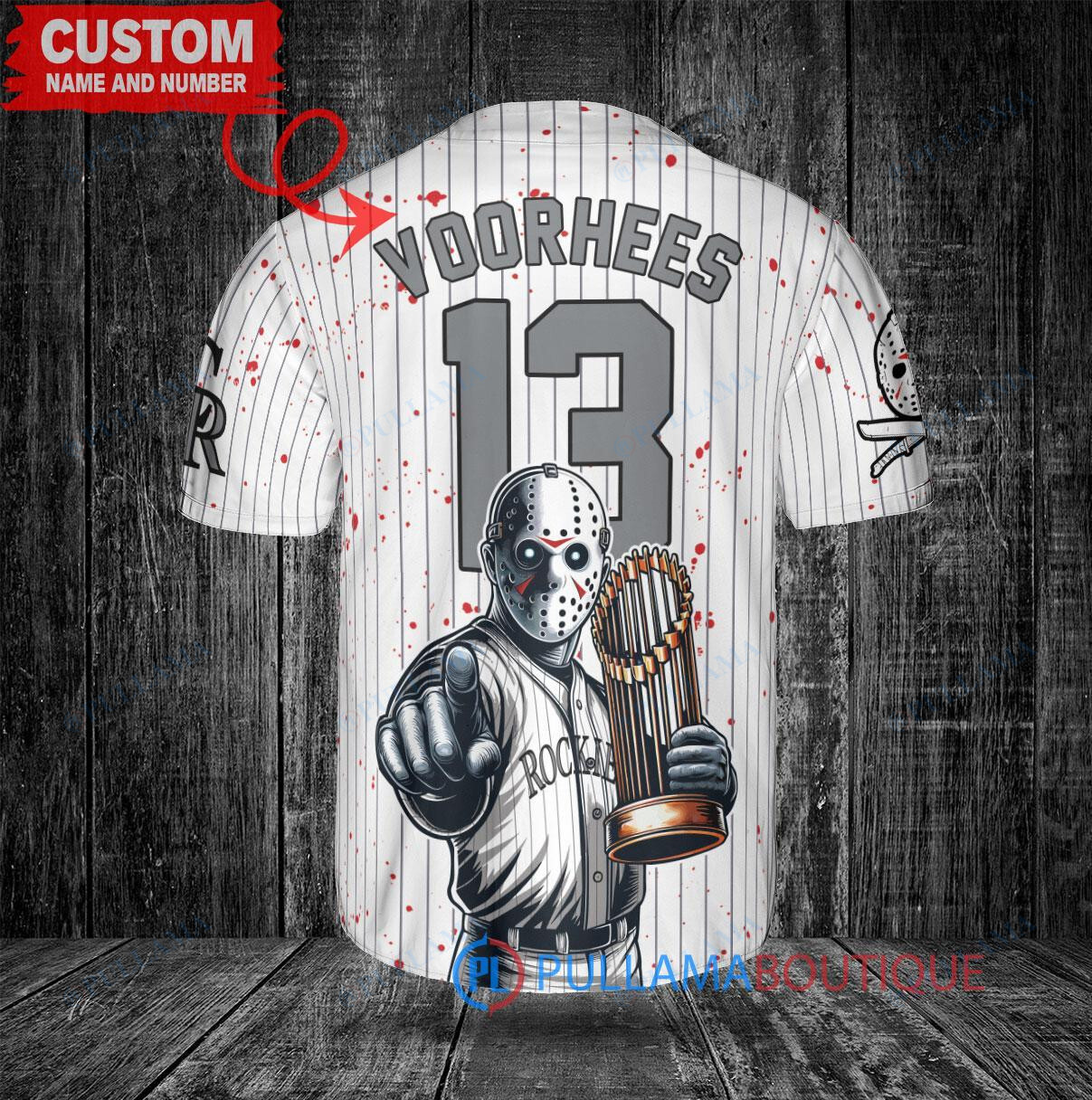 Colorado Rockies Jason Voorhees Halloween World Series Trophy Baseball Jersey White