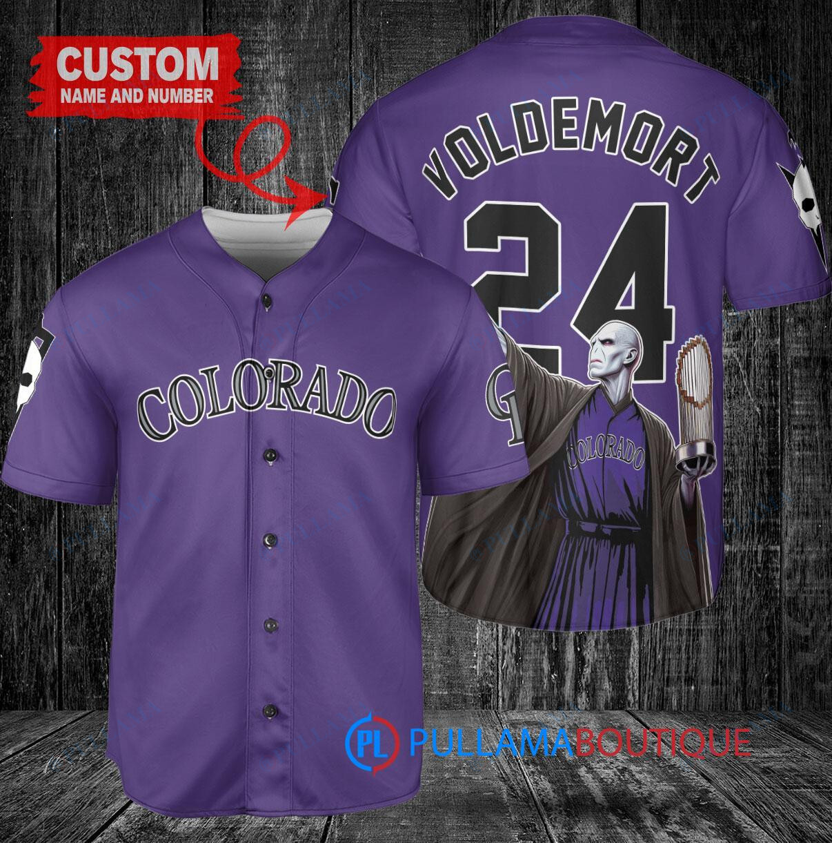 Colorado Rockies x Lord Voldemort Harry Potter with Trophy Custom Baseball Jersey Purple