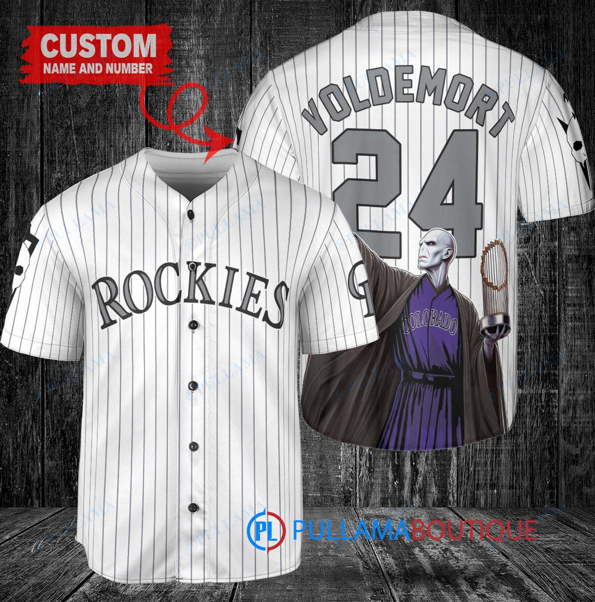 Colorado Rockies x Lord Voldemort Harry Potter with Trophy Custom Baseball Jersey White