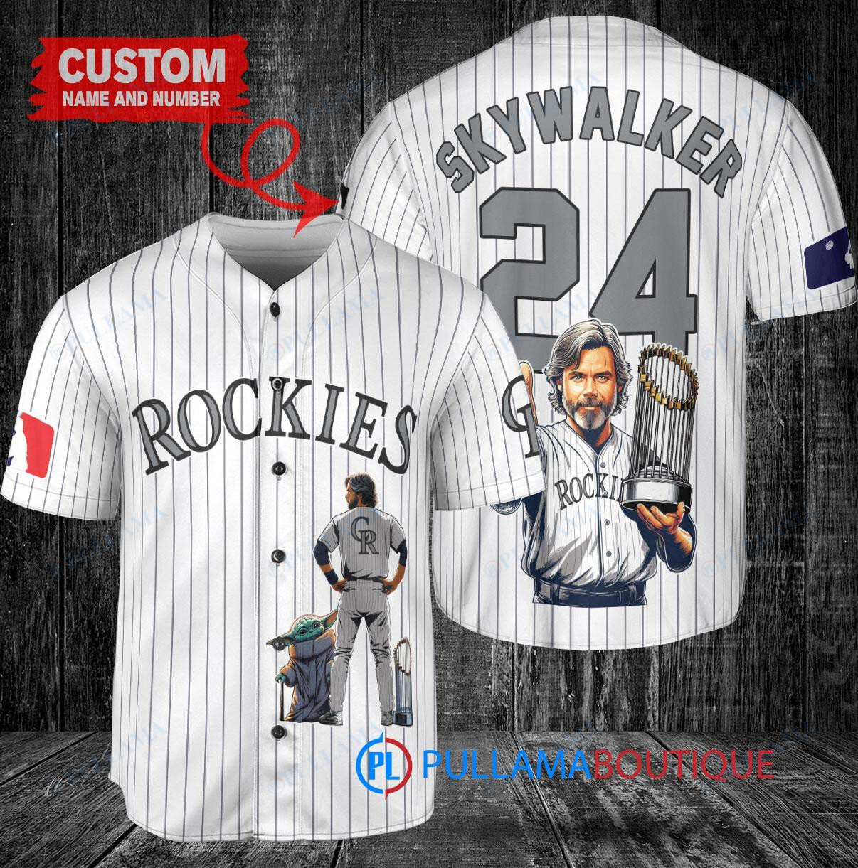 Colorado Rockies x Luke Skywalker Star Wars with Trophy Custom Baseball Jersey White