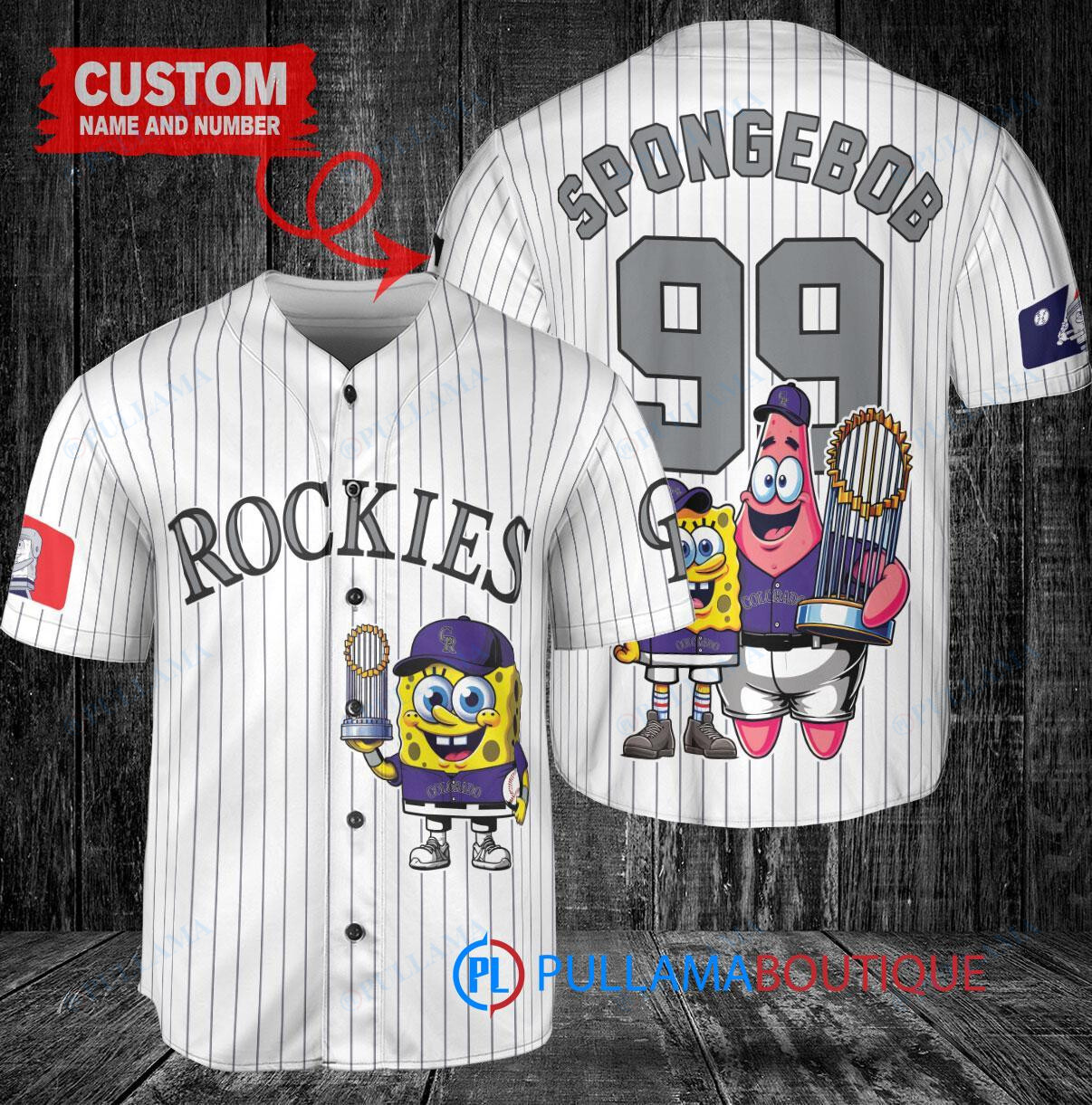 Colorado Rockies x SpongeBob SquarePants with Trophy Custom Baseball Jersey White