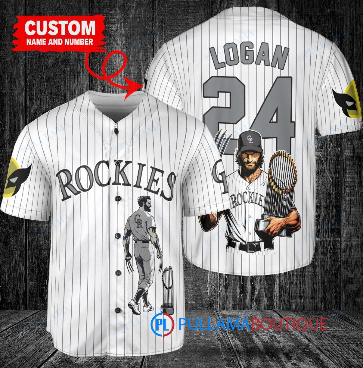 Colorado Rockies x Wolverine Logan with Trophy Custom Baseball Jersey White