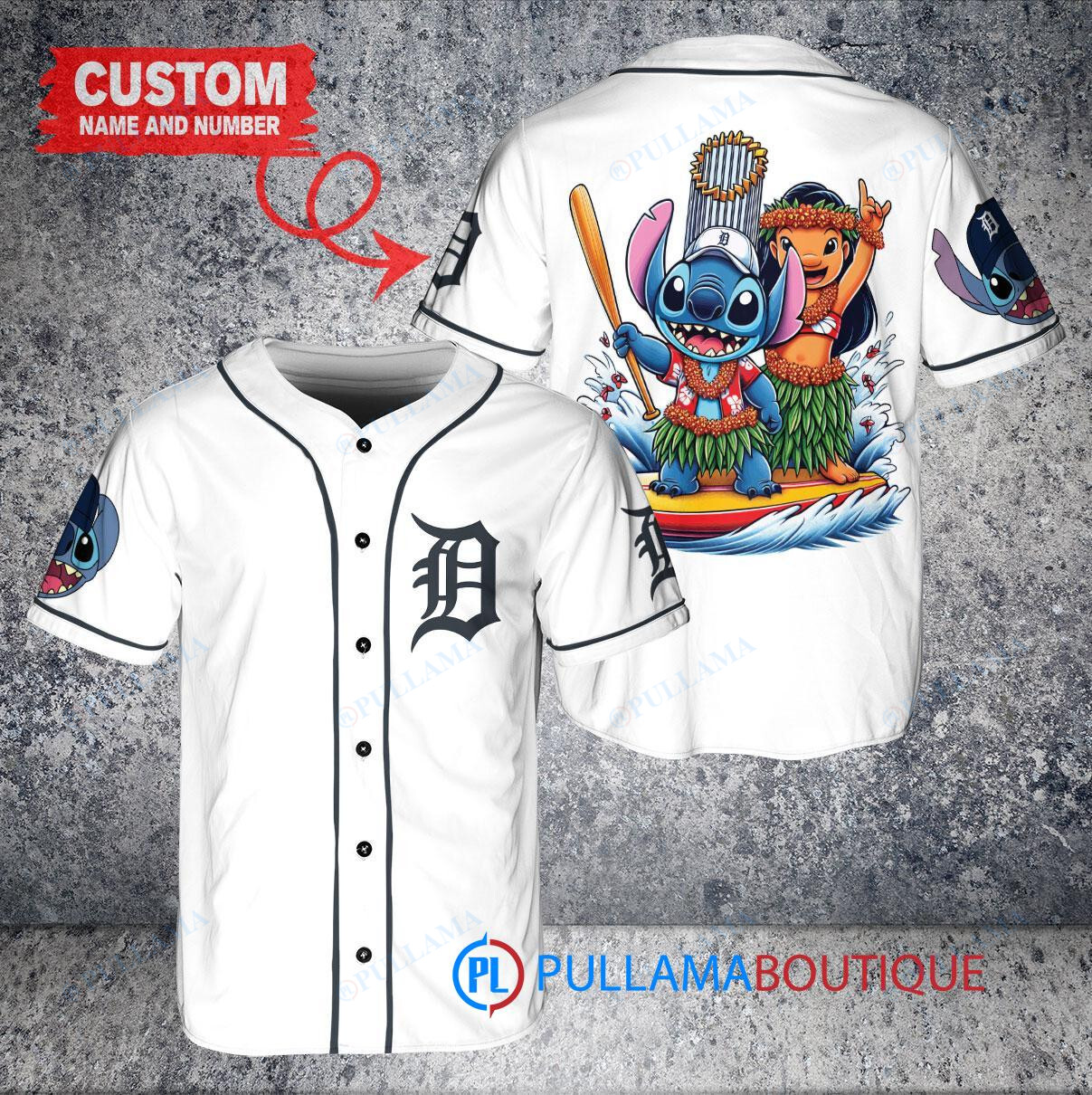 Detroit Tigers x Lilo & Stitch with Trophy Baseball Jersey White