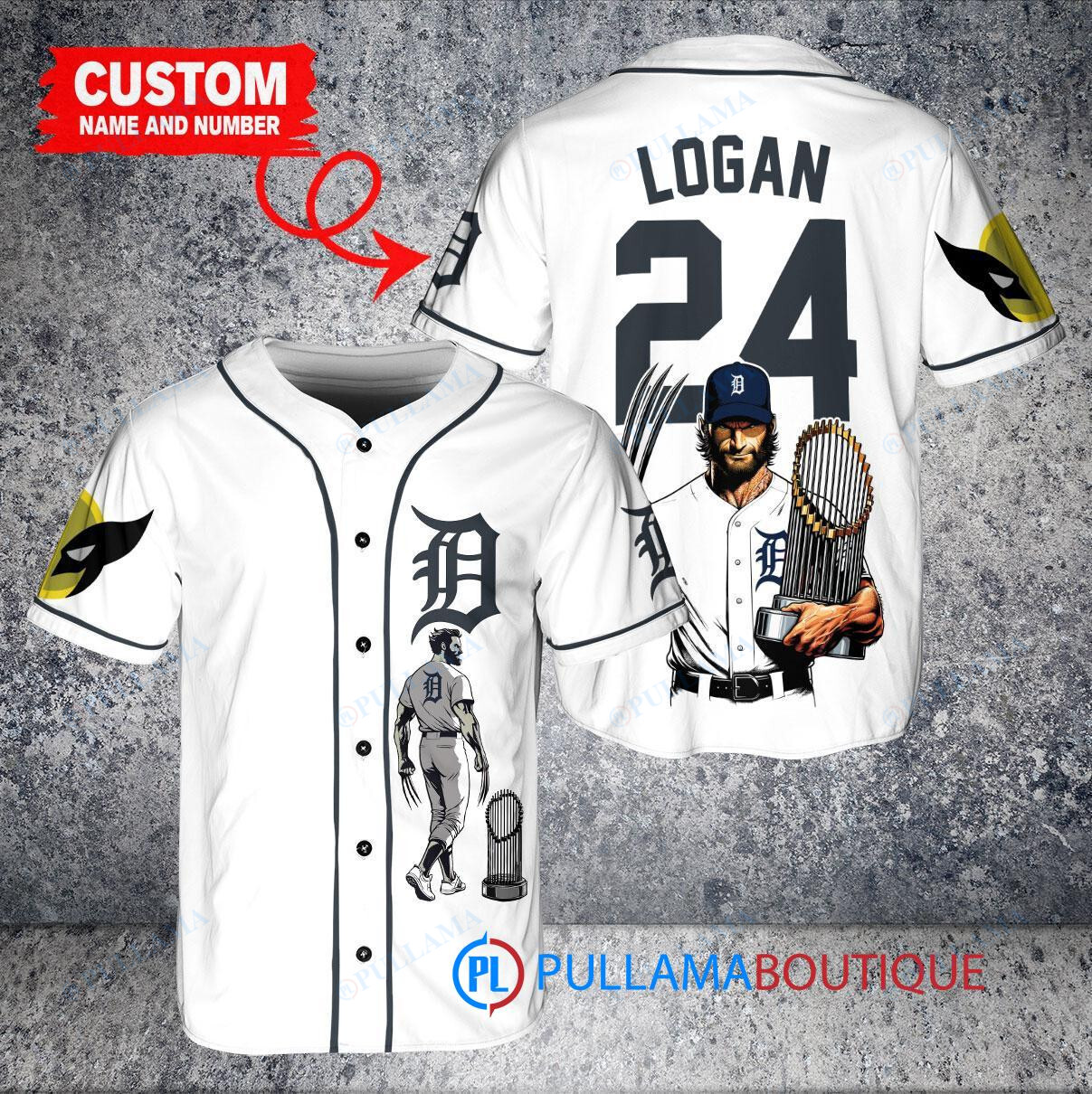 Detroit Tigers x Wolverine Logan with Trophy Custom Baseball Jersey White