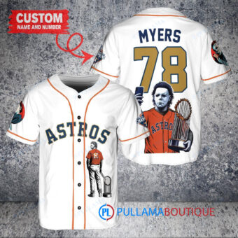 Houston Astros x Halloween Michael Myers with Trophy Custom Baseball Jersey White