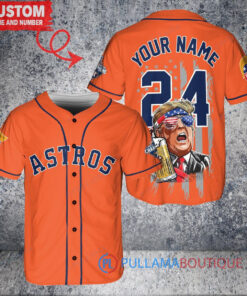 Houston Astros x Limited Edition with World Series Trophy Custom Baseball Jersey Orange