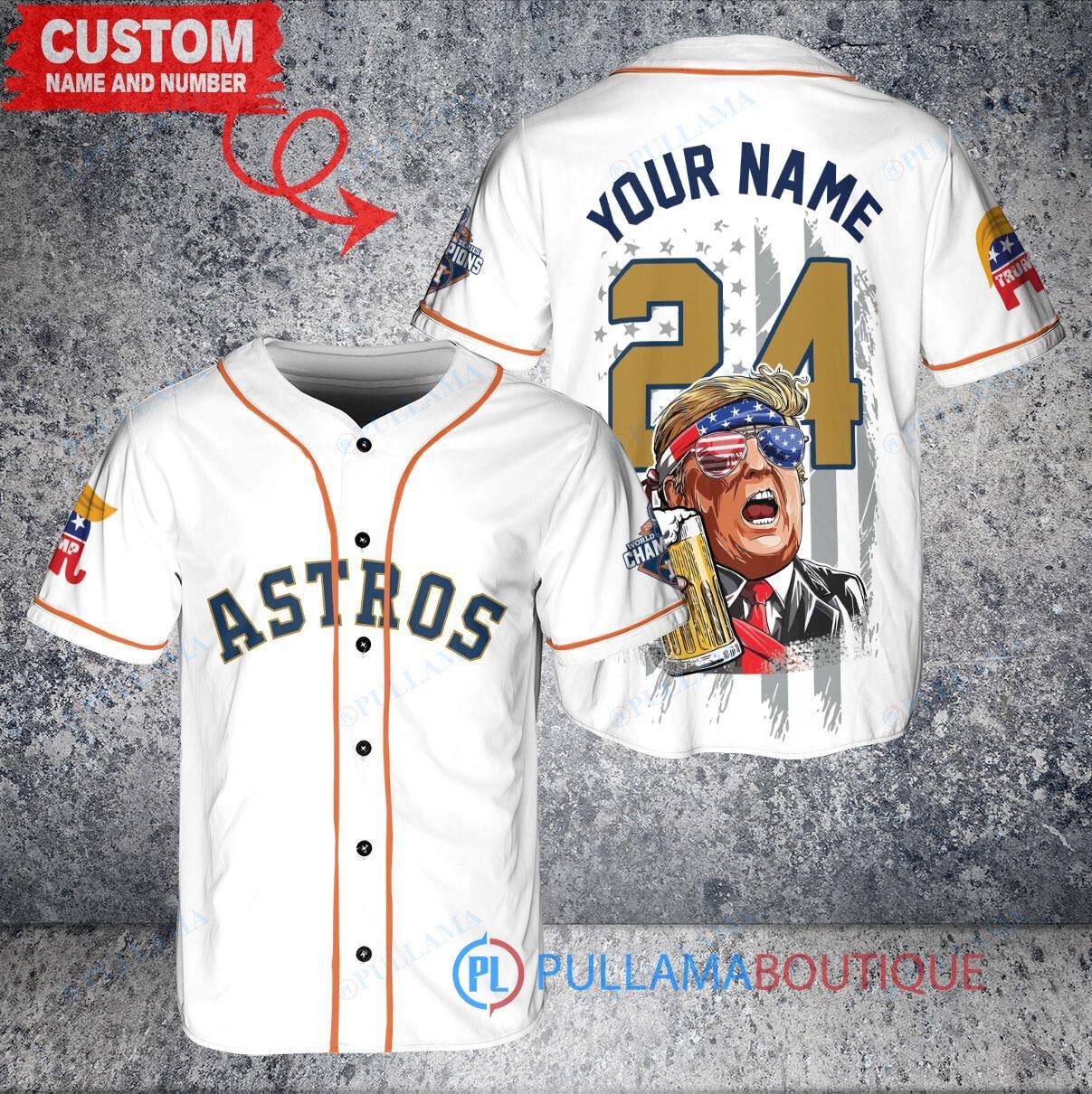 Houston Astros x Limited Edition with World Series Trophy Custom Baseball Jersey White
