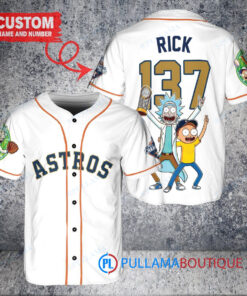 Houston Astros x Rick and Morty with Trophy Custom Baseball Jersey White
