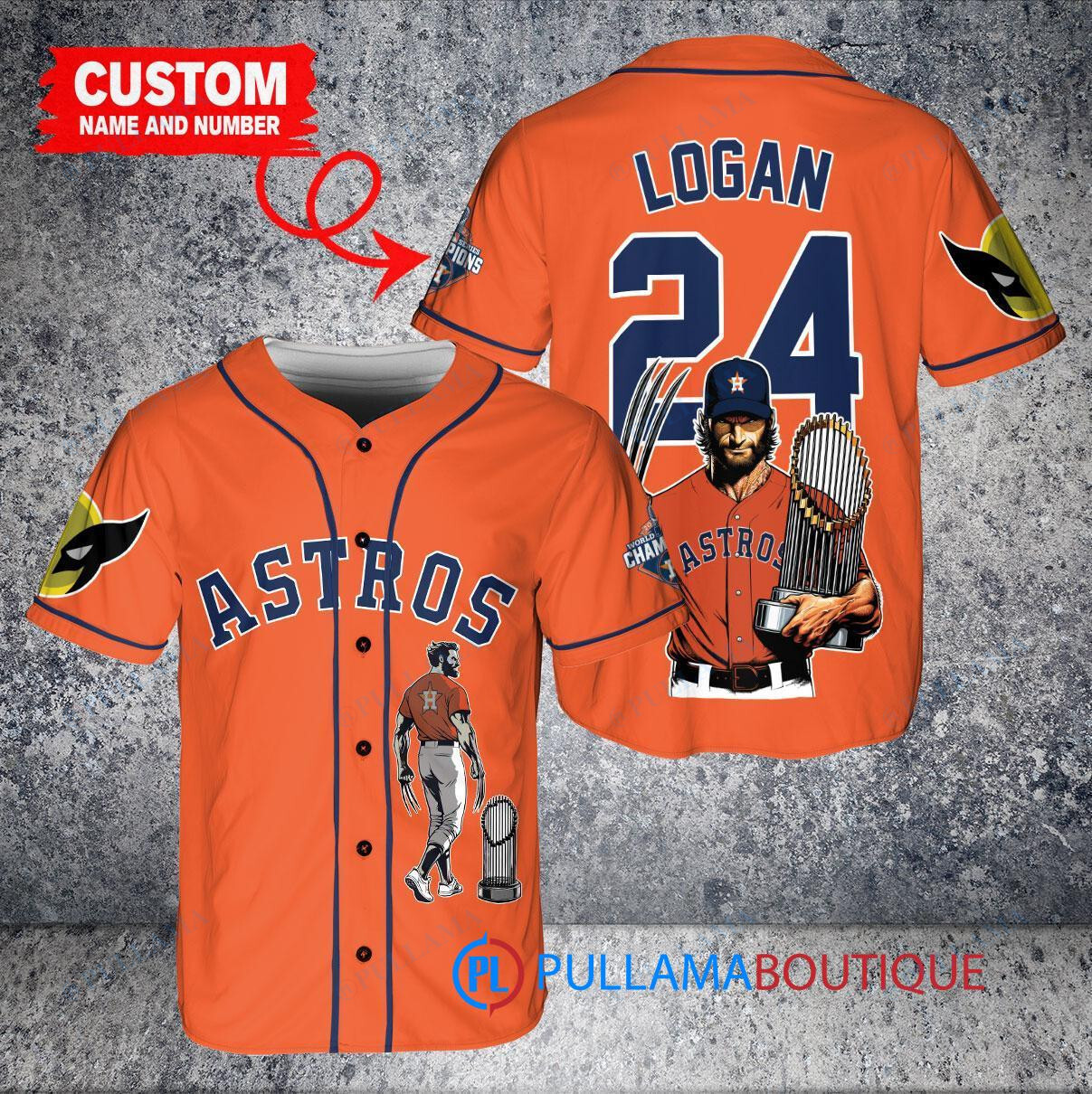 Houston Astros x Wolverine Logan with Trophy Custom Baseball Jersey Orange