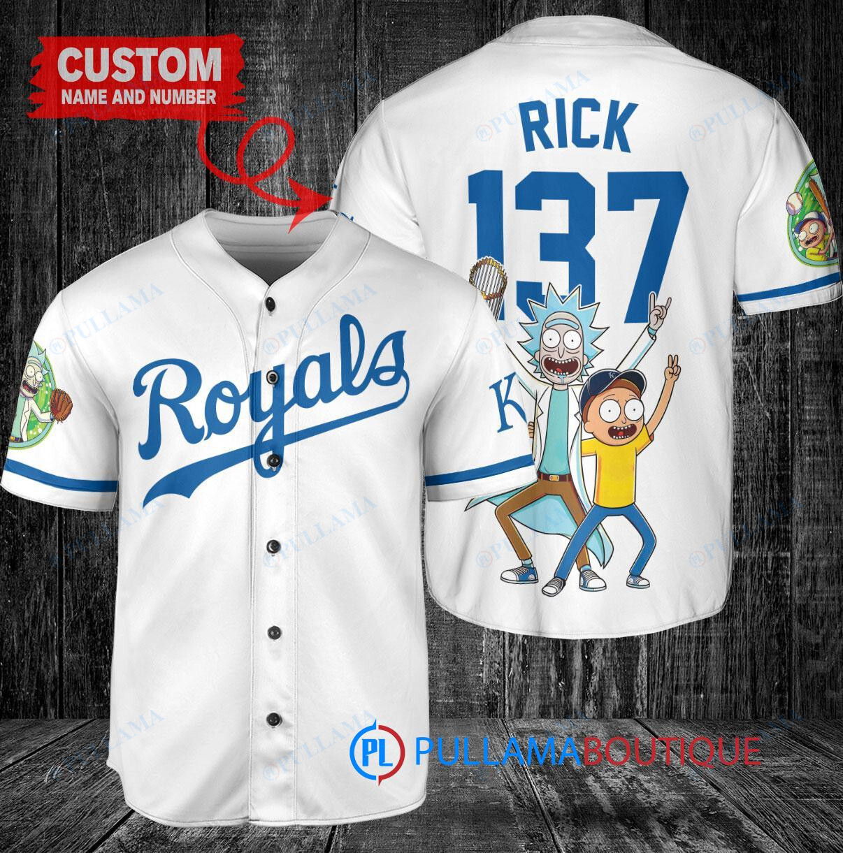 Kansas City Royals x Rick and Morty with Trophy Custom Baseball Jersey White