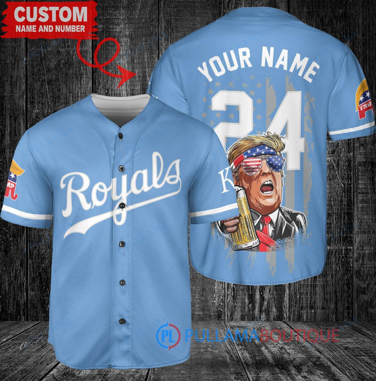 KC Royals Limited Edition World Series Trophy Baseball Jersey - Light Blue