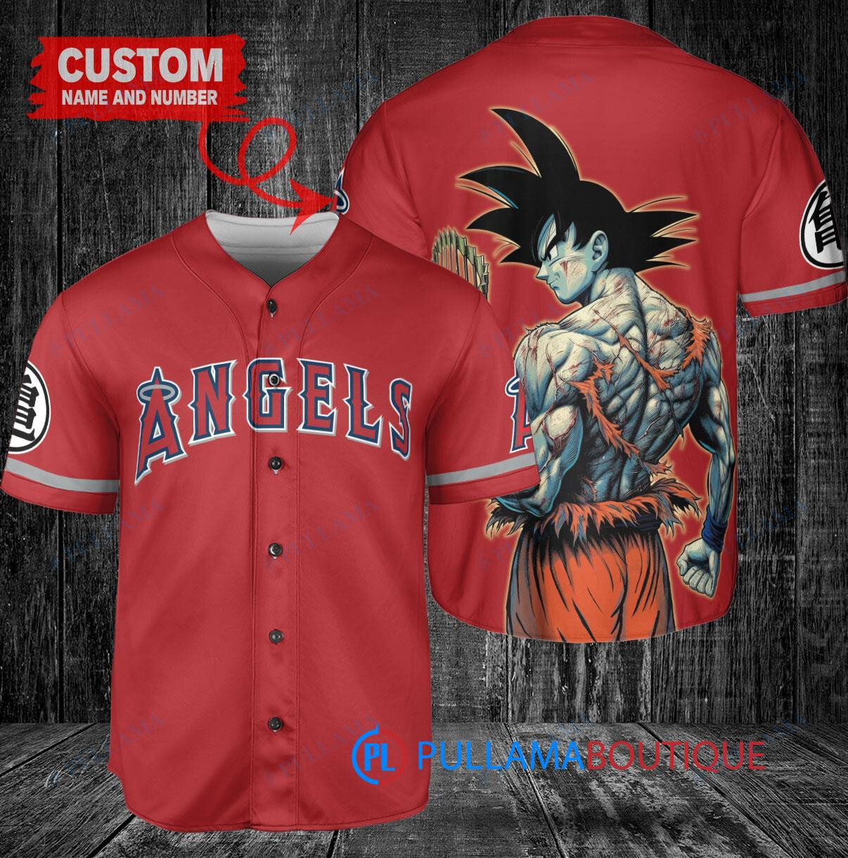Los Angeles Angels x Son Goku Kakarot Super Saiyan Dragon Ball Z with Trophy Baseball Jersey Red