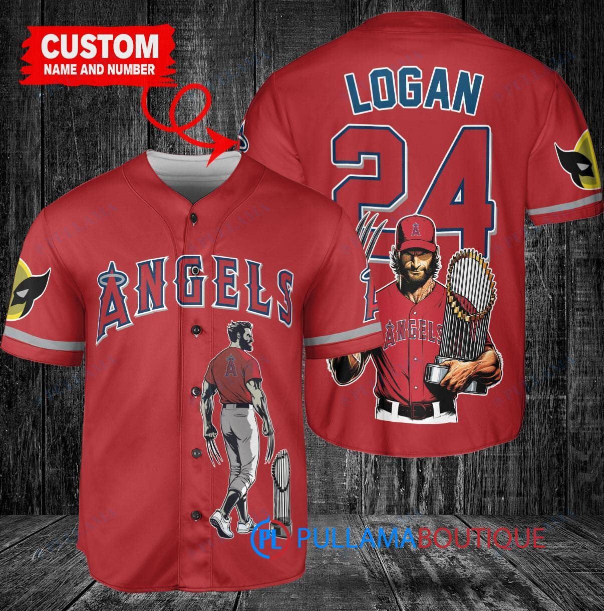 Los Angeles Angels x Wolverine Logan with Trophy Custom Baseball Jersey Red