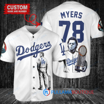 Los Angeles Dodgers x Halloween Michael Myers with Trophy Custom Baseball Jersey White