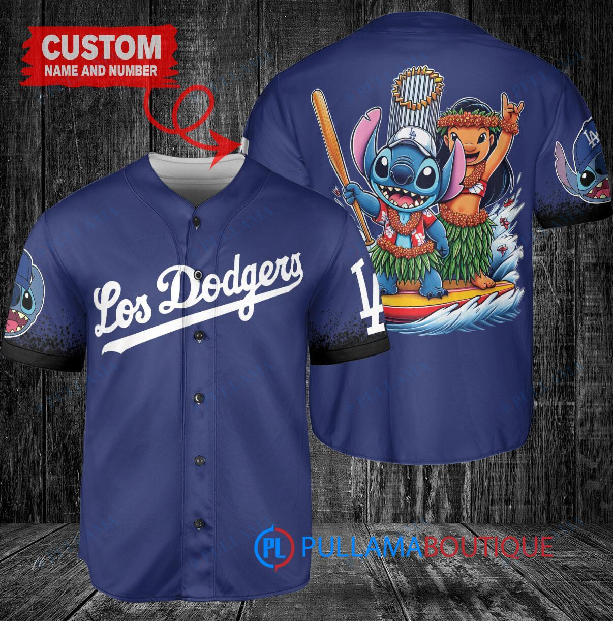 Los Angeles Dodgers x Lilo & Stitch with Trophy Baseball Jersey Royal City Connect