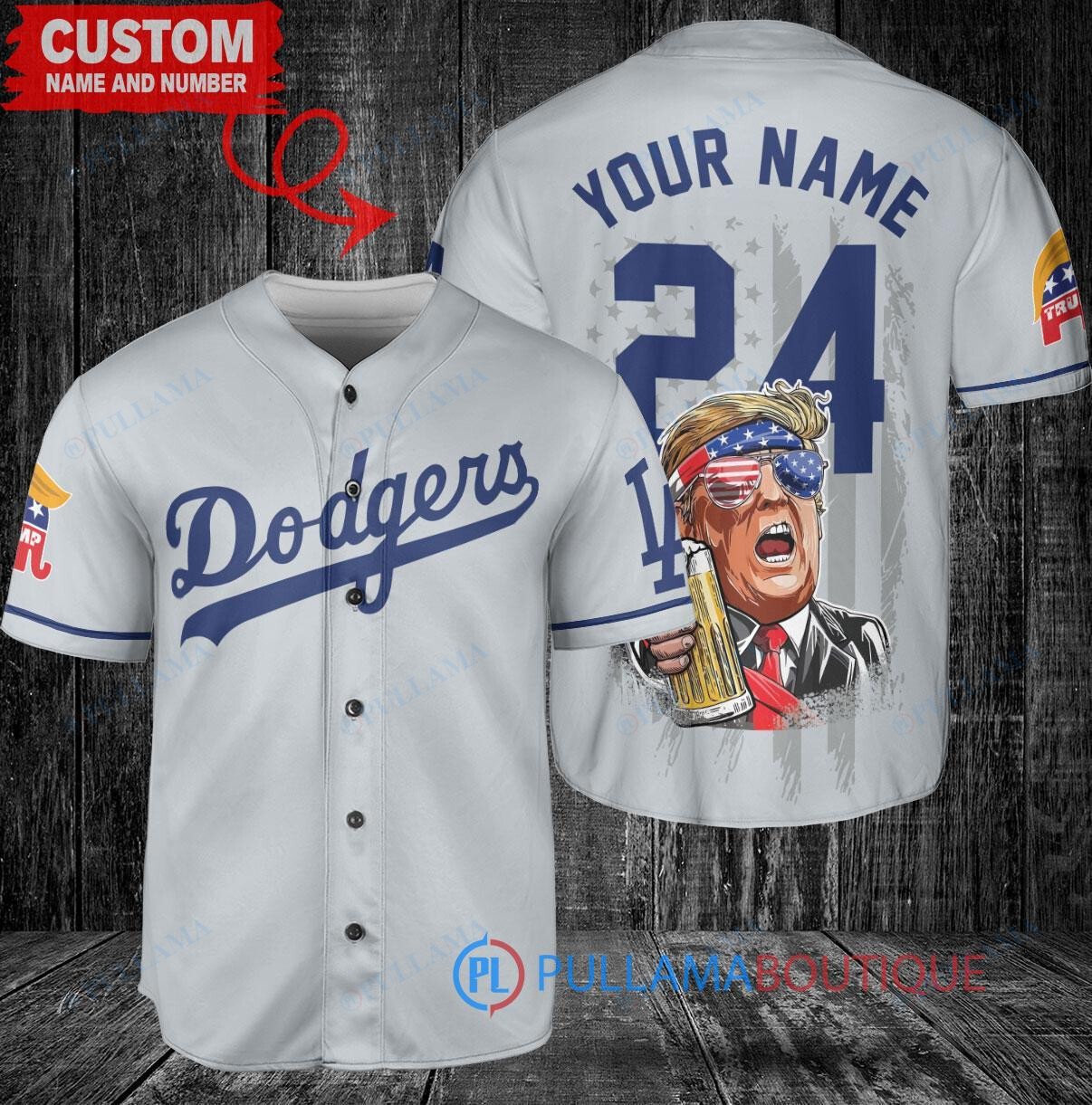 Los Angeles Dodgers x Limited Edition with World Series Trophy Custom Baseball Jersey Gray