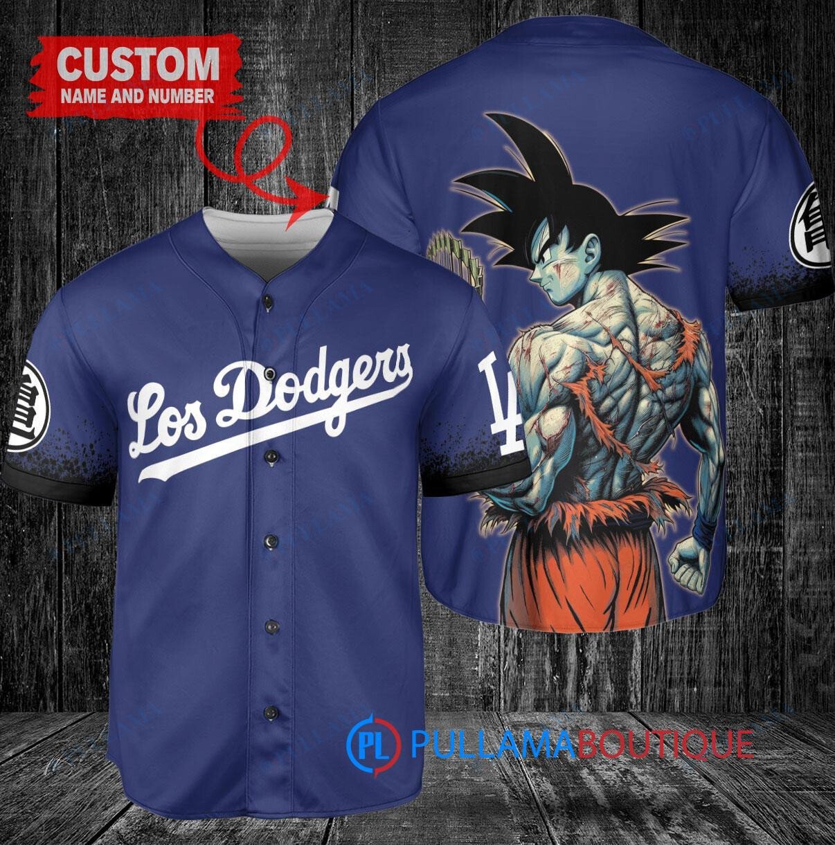 Los Angeles Dodgers x Son Goku Kakarot Super Saiyan Dragon Ball Z with Trophy Baseball Jersey Royal City Connect