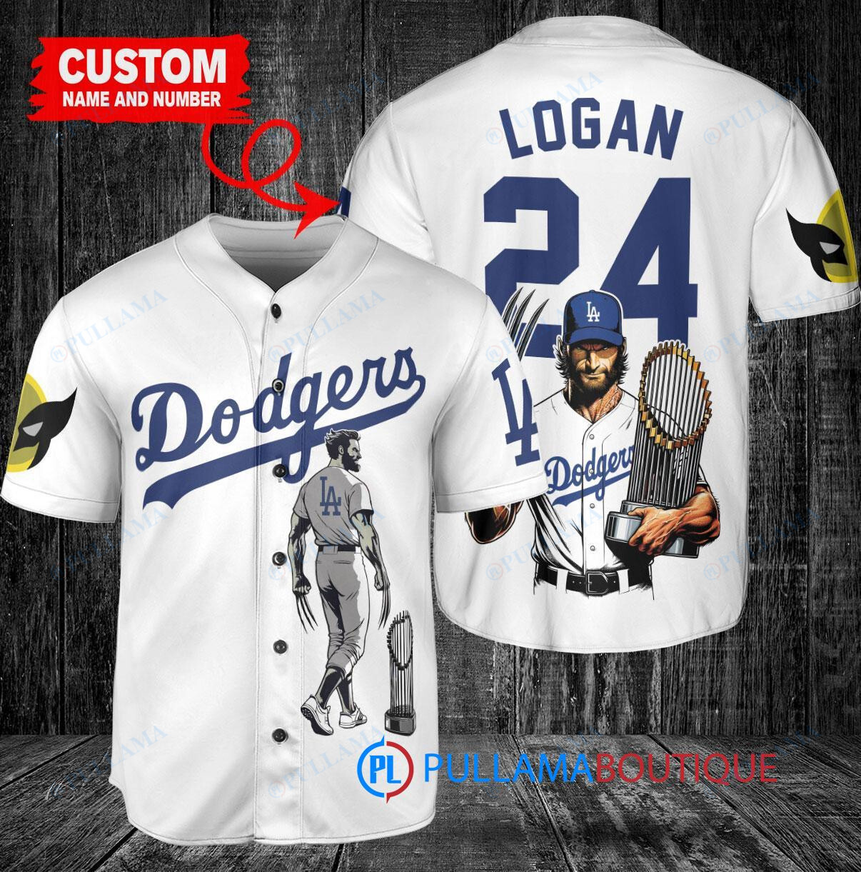 Los Angeles Dodgers x Wolverine Logan with Trophy Custom Baseball Jersey White
