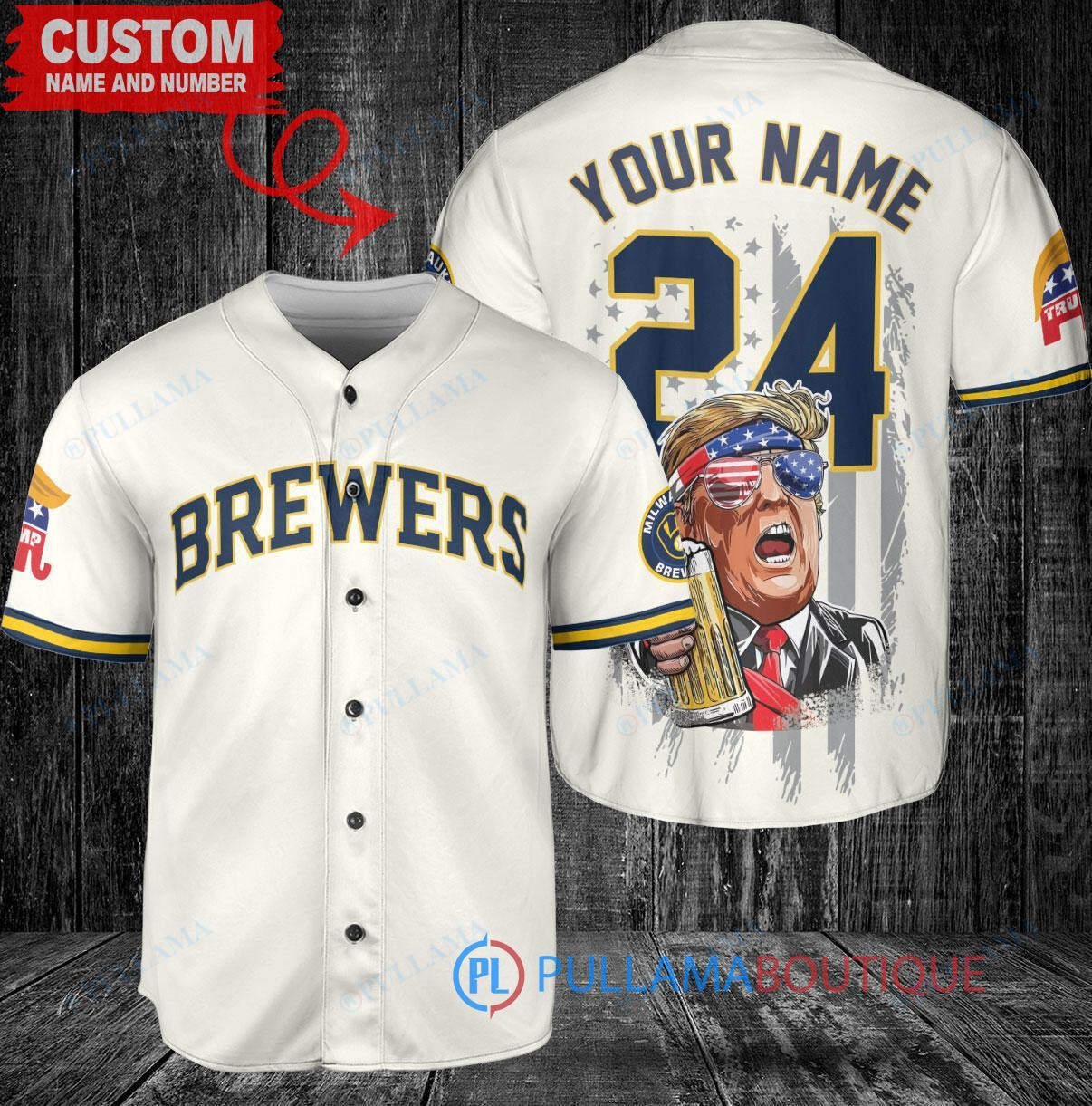 Milwaukee Brewers Limited Edition World Series Trophy Baseball Jersey Cream