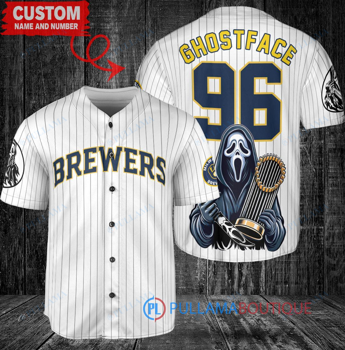 Milwaukee Brewers x Ghostface Scream Halloween World Series Trophy Baseball Jersey