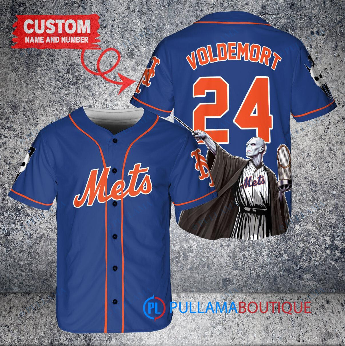 New York Mets x Lord Voldemort Harry Potter with Trophy Custom Baseball Jersey Royal