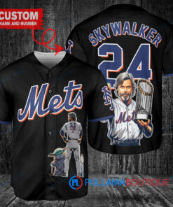 New York Mets x Luke Skywalker Star Wars with Trophy Custom Baseball Jersey Black