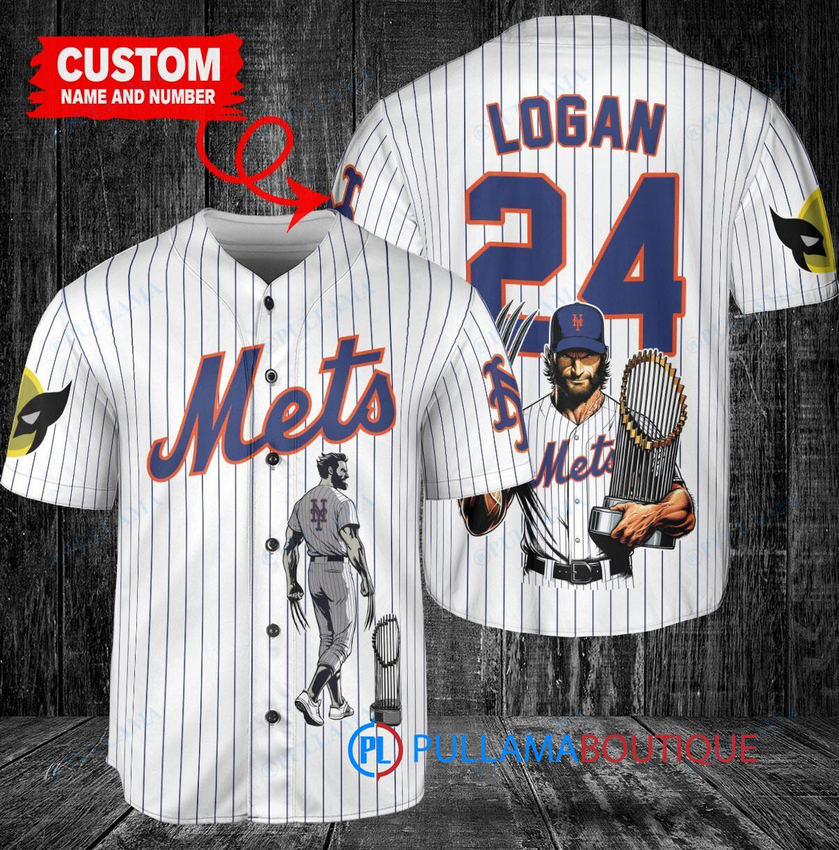 New York Mets x Wolverine Logan with Trophy Custom Baseball Jersey White