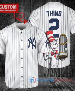 New York Yankees x Dr Seuss with World Series Trophy Custom Baseball Jersey White