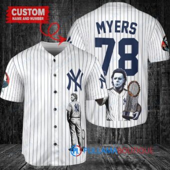 New York Yankees x Halloween Michael Myers with Trophy Custom Baseball Jersey White