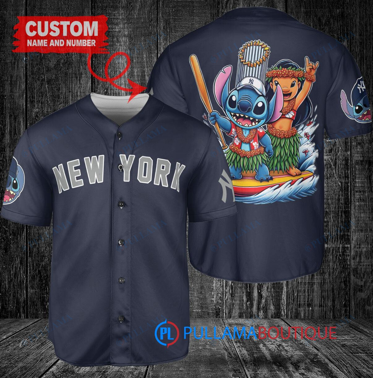 New York Yankees x Lilo & Stitch with Trophy Baseball Jersey Navy
