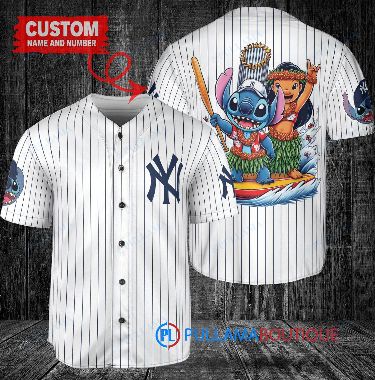 New York Yankees x Lilo & Stitch with Trophy Baseball Jersey White