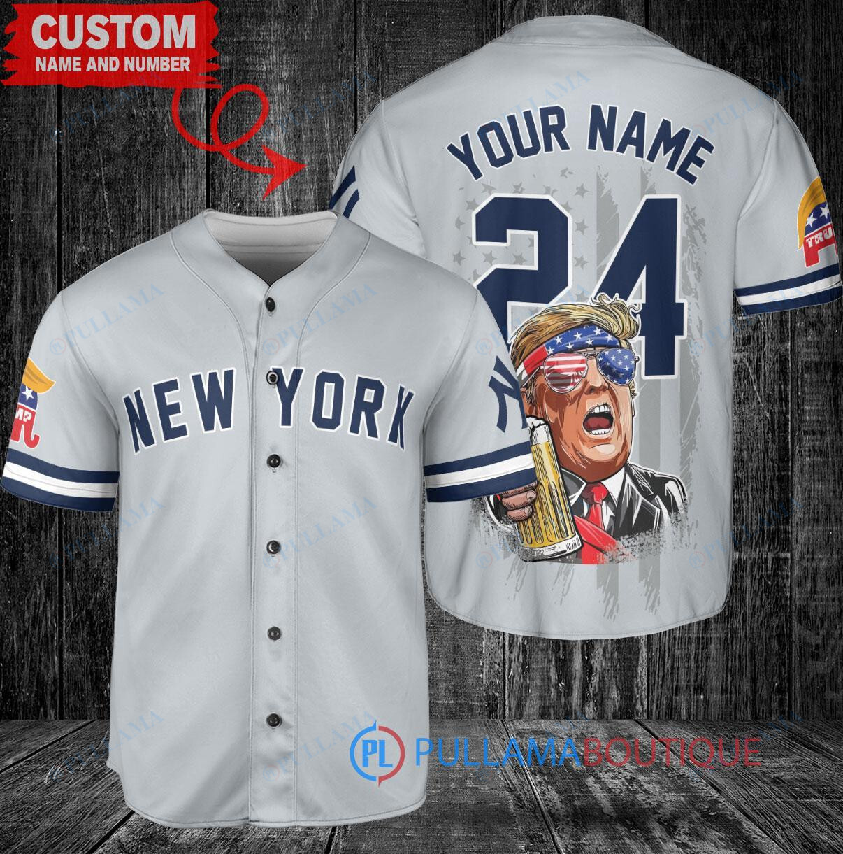 New York Yankees x Limited Edition with World Series Trophy Custom Baseball Jersey Gray