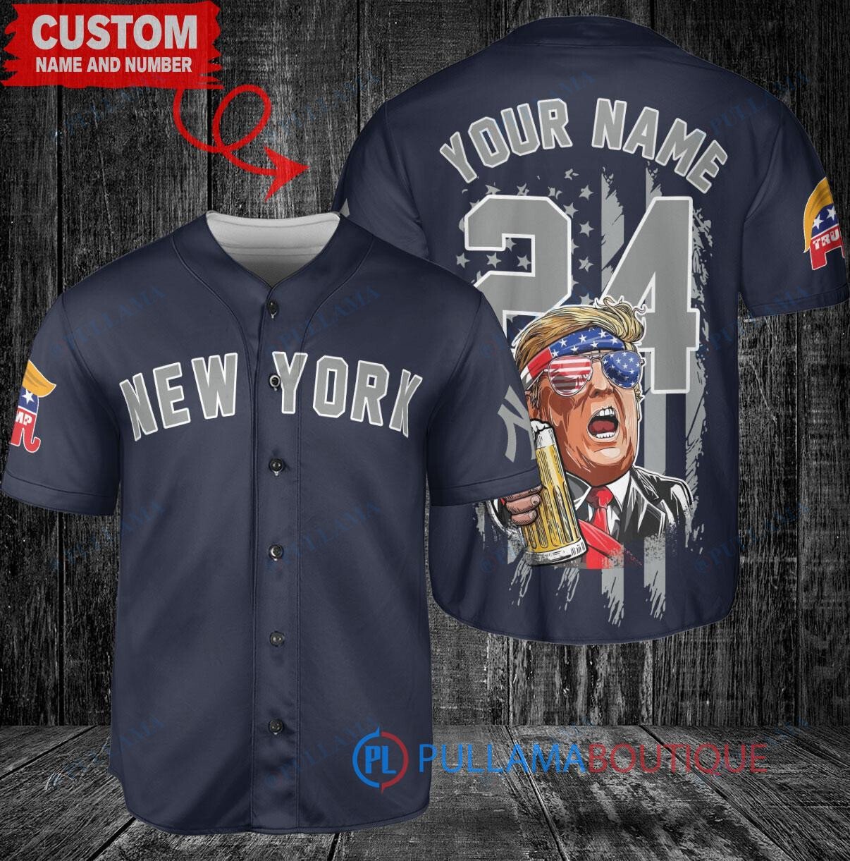 New York Yankees x Limited Edition with World Series Trophy Custom Baseball Jersey Navy